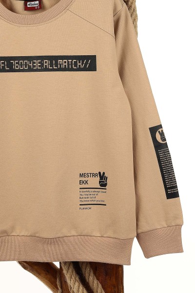 Bej (9-12 Yaş) Mestar Baskılı Erkek Çocuk Sweat 154289