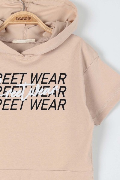 Bej (9-12 Yaş) Street Wear Baskılı Kız Çocuk Takım 180950
