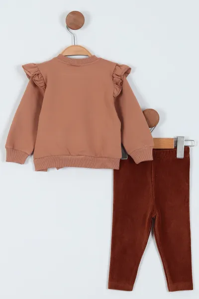 Bej (9-24 Ay) Baskılı Kız Bebe Takım 226257
