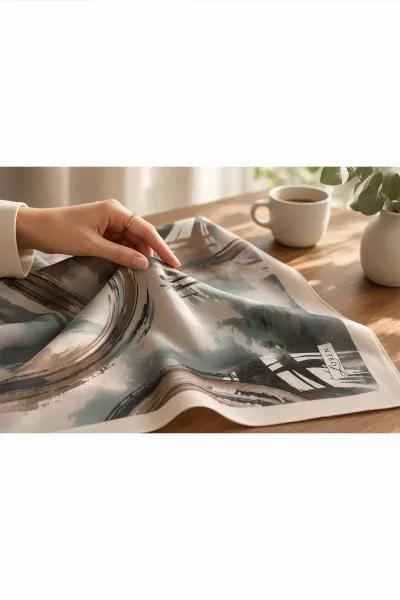 Bej 90x90 Cm Dijital Baskılı Eddy Desen Soft Eşarp 498503