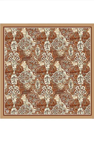 Bej 95x95 Cm Dijital Baskılı Valencia Desen Soft Eşarp 473340