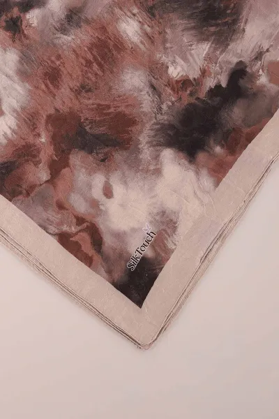Bej 98X98 Cm Desenli Dijital Kraş Eşarp 444466