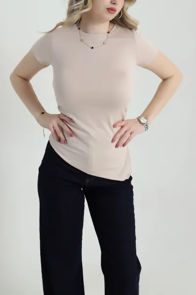 Bej Asimetrik Kesim Büzgülü Oysho Kadın Bluz 458325