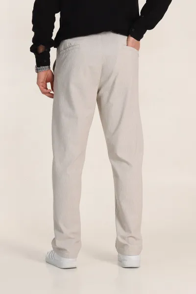 Bej Baggy Bel Arkası Lastikli Gofre Kumaş Erkek Pantolon 349732