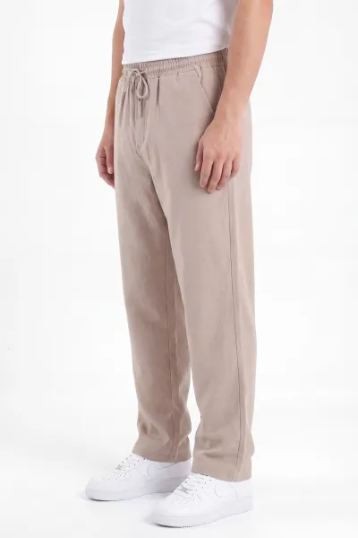 Bej Baggy Belden Bağlamalı Erkek Pantolon 457269