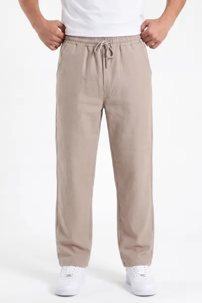 Bej Baggy Belden Bağlamalı Erkek Pantolon 457269