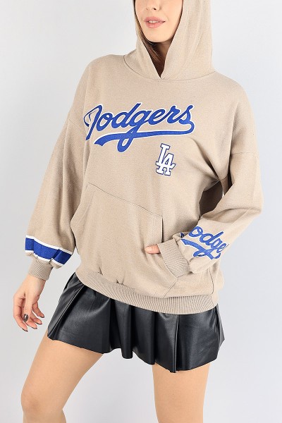 Bej Baskılı İçi Şardonlu Bayan Sweat 88364