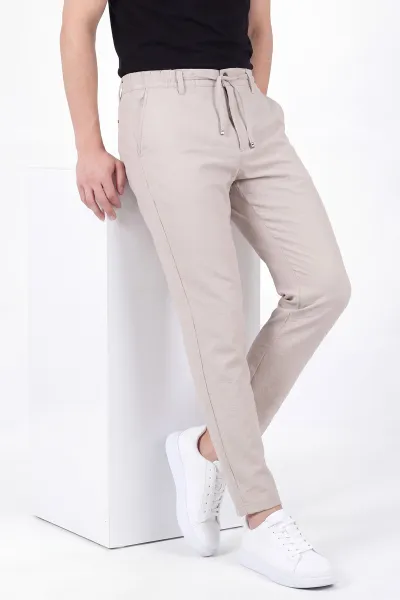 Bej Belden Bağlamalı Erkek Pantolon 462578