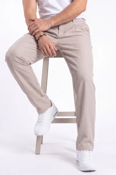 Bej Beli Lastikli Baggy Erkek Pantolon 472212