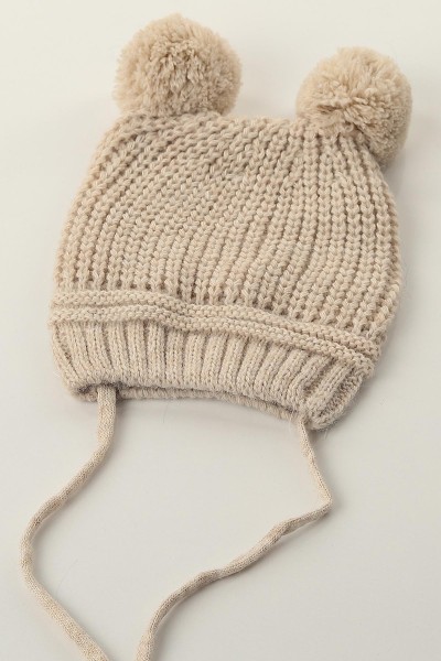 Bej ( Bere: 20 cm) Çift Ponponlu Bere 144924