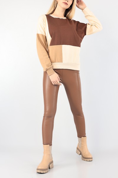 Bej Bisiklet Yaka Bayan Sweat 87753