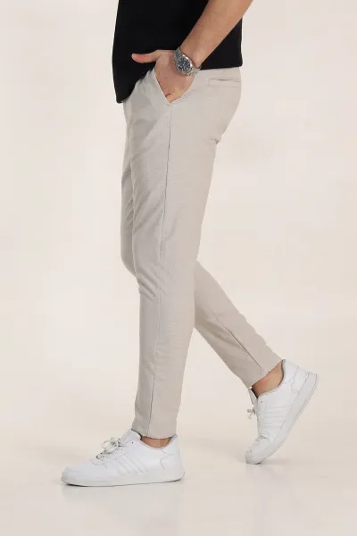 Bej Boyfriend Bel Arkası Lastikli Gofre Kumaş Erkek Pantolon 344984