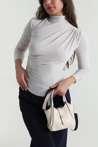 Bej Büzgülü Sandy Kadın Bluz 484997