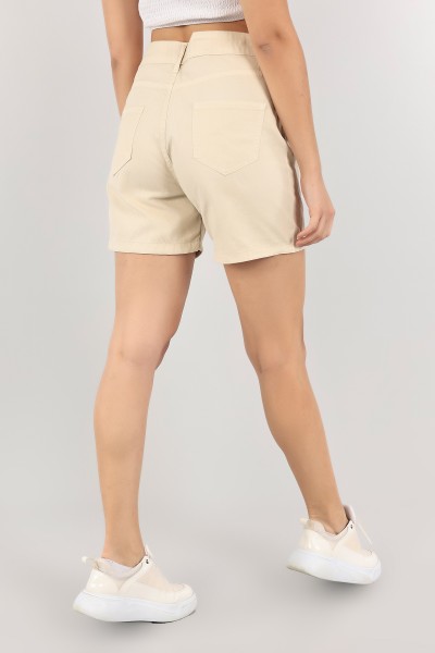 Bej Cepli Bayan Gabardin Şort 112874
