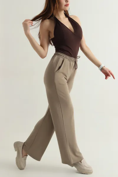 Bej Cepli Bel Lastikli Modal Kadın Pantolon 412530
