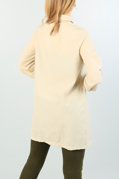 Bej Cepli Poplin Gömlek Tunik 67477