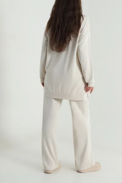 Bej Çıtçıtlı Oysho Kadın Tunik Pantolon İkili Takım 489009