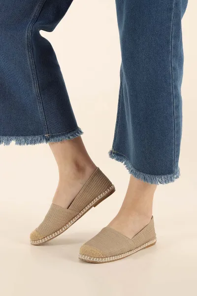 Bej Dokulu Kadın Espadril Ayakkabı 348956