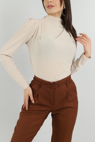 Bej Düğme Tasarım Sendy Bluz 149272