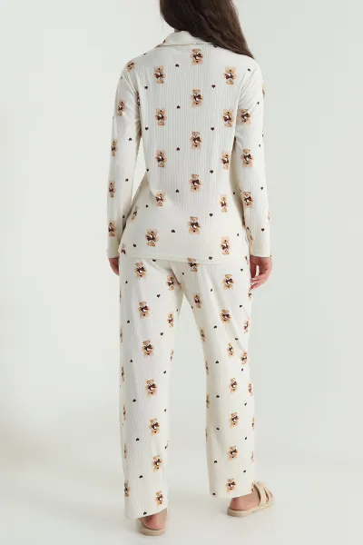 Bej Düğmeli Cares Kadın Pijama Takımı 488944