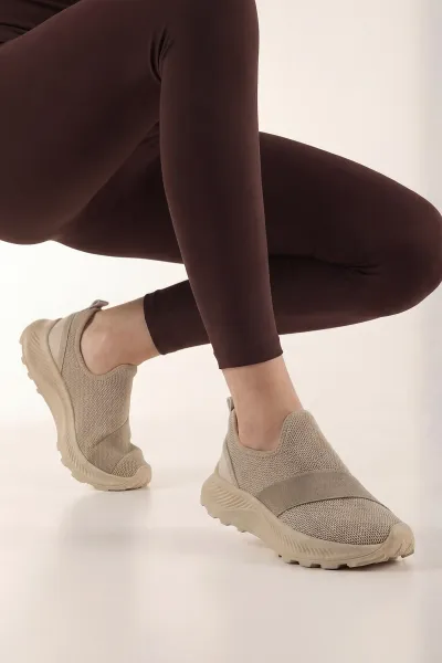 Bej Fileli Kadın Spor Ayakkabı 441078
