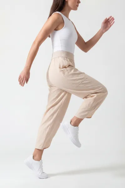Bej Flam Keten Kadın Pantolon 450806