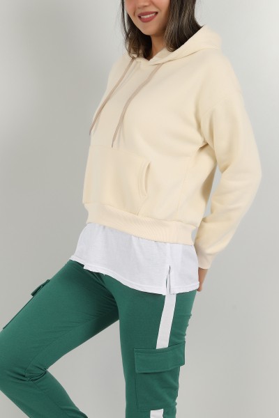 Bej Garnilli İçi Şardonlu Bayan Sweat 146348