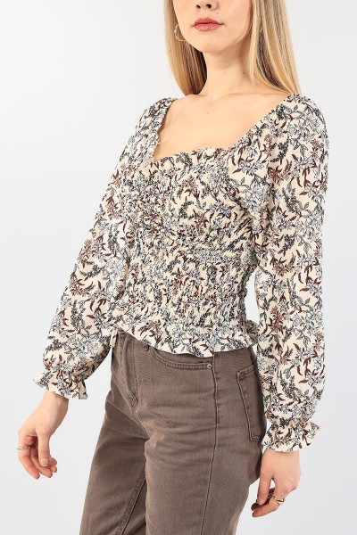 Bej Gipeli Tasarım Bluz 90278