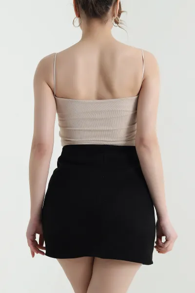 Bej İp Askılı Destekli Modal Kadın Crop 446734