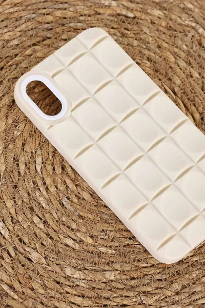 Bej İPhone XS Uyumlu Karme Serisi Sert Silikon Telefon Kılıfı 404008