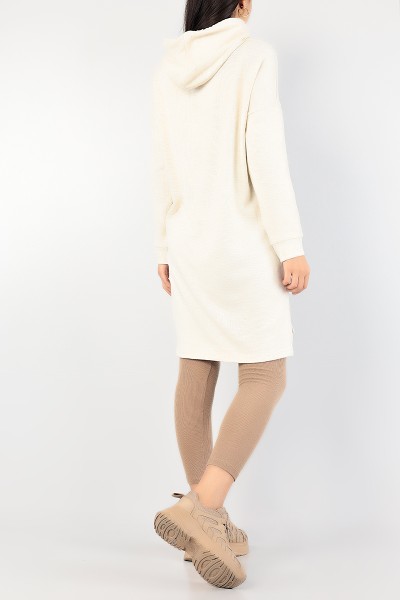 Bej Kapüşonlu Triko Tunik 86162