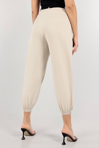Bej Kemerli Balon Gabardin Pantolon 103249