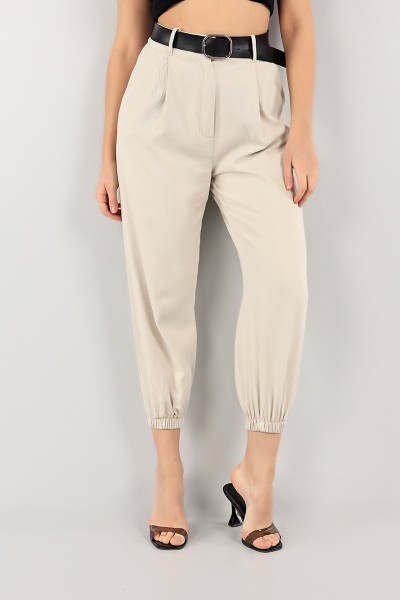 Bej Kemerli Balon Gabardin Pantolon 103249