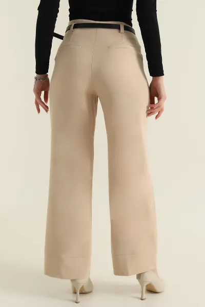 Bej Kemerli Palazzo Kadın Dabıl Pantolon 419230