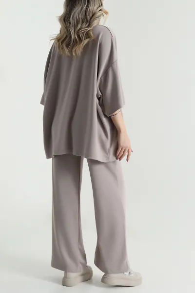 Bej Kimono Pantolon Kadın İkili Takım 479530