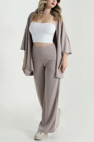 Bej Kimono Pantolon Kadın İkili Takım 479530