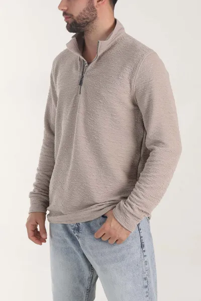 bej-kirinkil-kumas-yarim-fermuarli-erkek-sweatshirt-406824