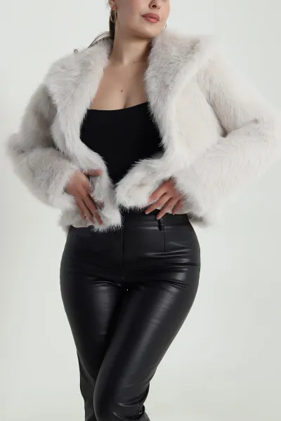 Bej Lolita Kürk Kadın Mont 484157