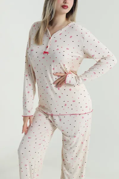 Bej Milan Soft Fiyonklu Kadın Pijama Takımı 488923