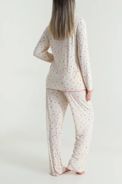 Bej Milan Soft Fiyonklu Kadın Pijama Takımı 488923
