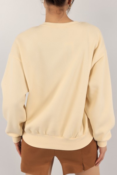 Bej Nakışlı Şardonlu Bayan Sweat 140508