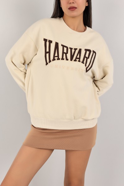 Bej Nakışlı Şardonlu Bayan Sweat 142413