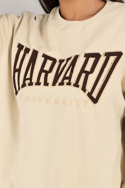 Bej Nakışlı Şardonlu Bayan Sweat 142413