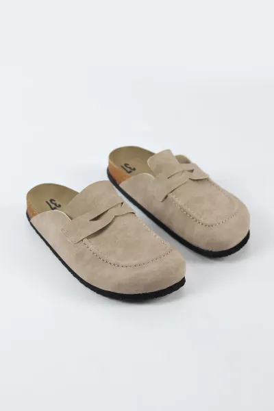 Bej Nubuk Kadın Loafer Terlik 500440