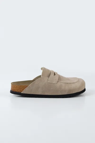 Bej Nubuk Kadın Loafer Terlik 500440