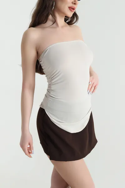 Bej Oval Kesim Sandy Kadın Bluz 449030