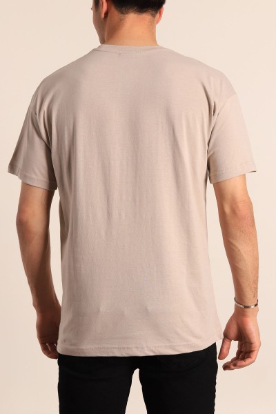 Bej Oversize Basic Erkek Tişört 184257