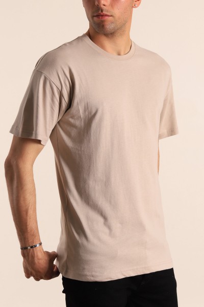 Bej Oversize Basic Erkek Tişört 184257