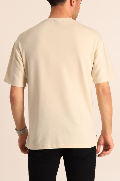 Bej Oversize Cole Buxton Yazılı Erkek Tişört 181789