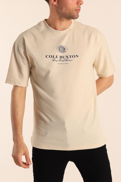 bej-oversize-cole-buxton-yazili-erkek-tisort-181789